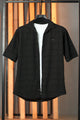 Turbo Knit Craft Crochet Casual Shirt In Black