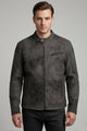 Men's Distressed Suede Leather Jacket In Black