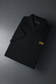 GP Zip Style Collared Men's Polo Shirt In Black