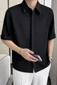 Turbo  Premium Soft Silk Men’s Casual Shirt In Black
