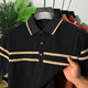 Turbo Horizontal Stripes Men's Polo T-Shirt Black