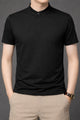 Elegance Fit Henley Neck Button Tee In Black