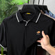 Turbo Distinctive V-Neck Collar Polo T-Shirt In Black