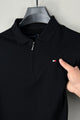 Tmy Essential Zip Style Polo Shirt In Black