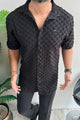Turbo Puff Structured Pattern Casual Shirt In Black