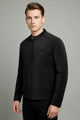 Men's Ban Button Style Suede Leather Jacket In Black