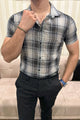 Turbo Classic Pattern Comfort Casual Shirt In Charcoal Black