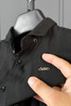 Turbo Billy Textured Knit Long Sleeve Cotton Casual Shirt In Black