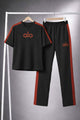 Alo Trendy Side Panel Stripe Men's Tracksuit  In Black