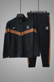 Nke Diagonal V Panel Signature Full Zipper Tracksuit In Black