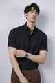 Turbo Textured Finish Button Down Silk Casual Shirt In Black