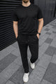 Turbo Zip-Neck Top Style Men's Tracksuit In Black