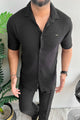Turbo Designer Motif Embossed Casual Shirt In Black