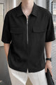 Turbo Long Zip Style Men's Polo T-Shirt In Black
