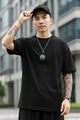 Mens Minimalist Round Neck T-shirt In Black