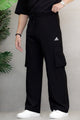 Adds Safari Style Drawcord Loose Bottom Trouser In Black