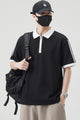 Turbo Half-Zipper Closure Style Men's Polo Shirt In Black&White