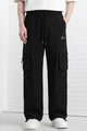 Men's Flap Pockets Drawstring Waist Cargo Trouser In Black