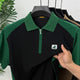 Turbo Zipper Closure Style Men's Polo T-Shirt In Black