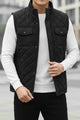Funnel Neck Quilted Imported Men's Gilet In Black