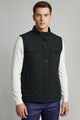 Funnel Neck Quilted Imported Men's Gilet In Black