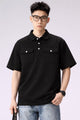 Turbo Classic Button Placket Men's Polo Shirt In Black