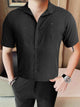 Turbo Textured Champ Casual Shirt In Black