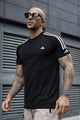 Adds Shoulders 3 Stripe Style Imp Dry-Fit Tee In Black