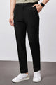 Double Plate Men's Carrot Fit Cotton Pant In Black