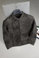 Men's Distressed Suede Leather Jacket In Black