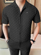 Turbo Puff Structured Pattern Casual Shirt In Black