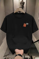 Mens Fashion Identity Round Neck Tee In Black