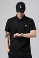 Turbo Jacquard Pattern Men's Polo T-Shirt In Black