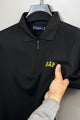 GP Zip Style Collared Men's Polo Shirt In Black