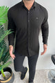 Turbo Billy Textured Knit Long Sleeve Cotton Casual Shirt
