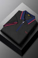 Turbo Record Zip Collar-Block Men's Polo Shirt In Black