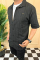 Turbo Wave Texture Crochet Casual Shirt In Black