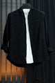 Turbo Vintage Patterend Long Sleeve Cotton Casual Shirt In Black