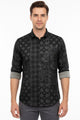 Turbo Splash Printed Long Sleeve Cotton Casual Shirt In Black