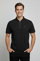 Turbo Fashion Transmission Zip Collar Men's Polo Shirt In Black