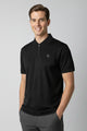 Turbo Tri-Angle Pattern Zip-Collar Men's Polo Shirt In Black