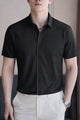 Men's Various Textured Silk Casual Shirt In Black