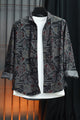 Turbo Retro Flower Motif Long Sleeve Cotton Casual Shirt In Black