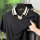 Turbo Cmpus Sutra V-Neck Imp Silk Polo Shirt In Black