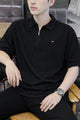 Tmy Essential Zip Style Big Size Polo Shirt In Black