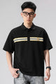 Turbo Smiley Stripes Pattern Men's Polo T-Shirt Black