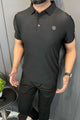 Turbo Trendy Block Pattern Stitchless Men's Polo Shirt In Black