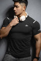 Turbo Sport Shoulder Striped Breathable Dry-Fit Tee In Black