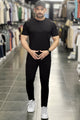 Turbo Zip-Neck Top Style Men's Tracksuit In Black