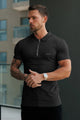 Turbo Signature Script Zip-Placket Men's Polo Shirt In Black